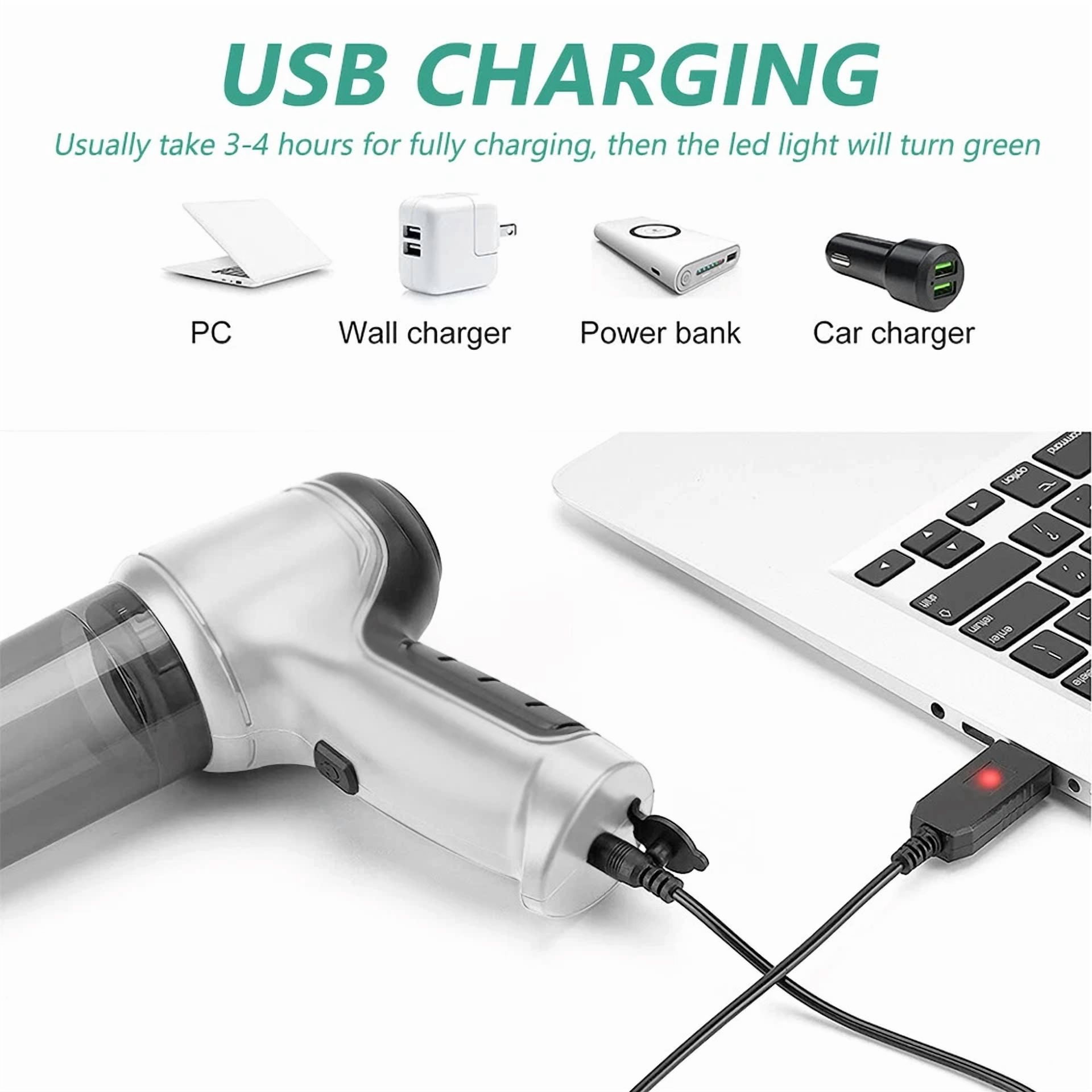 3 In 1 Wireless Car Vacuum Cleaner Air Blower Handheld Power Suction Dust Blow