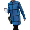 thumbnail image 2 of Suéter de Punto A Cuadros para Mujer, Estilo Casual de Otoño/Invierno, Cuello Alto, Suéter A Rayas, Tops Color Block. Azul Real M, 2 of 9