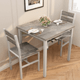 thumbnail image 2 of Cvortll Dining Table for 2, Wooden Dinner Table Sets, 3-Piece Industrial Square Dinette Set for Dining Room, Small Space, Grey, 2 of 9