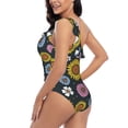 thumbnail image 4 of Picia Colorful Sunflowers Pattern Women's One Piece Swimsuits,One Shoulder Swimwear Asymmetric ,Ruffle Monokinis Bathing Suits,High Waisted Flattering Bathing Suits-Medium, 4 of 8