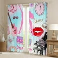 thumbnail image 2 of Erosebridal Guitar Piano Curtains for Living Room,Red Lips Blackout Curtains Set of 2 (38x45),Music Theme Curtains and Drapes (38x45),Dreamy Bedroom Decorative, 2 of 6