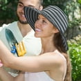 thumbnail image 4 of Tirrinia Women Floppy Straw Sun Hat Wide Brim Striped Beach Cap Foldable, Black, Head Circumference Measures 22.5”, Brim Measures 3.5”., 4 of 7