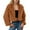 Brown, variant on Fuzzy Thicken Coat for Women Lapel Long Sleeve Solid Color Open Front Cardigan Jacket Brown XL