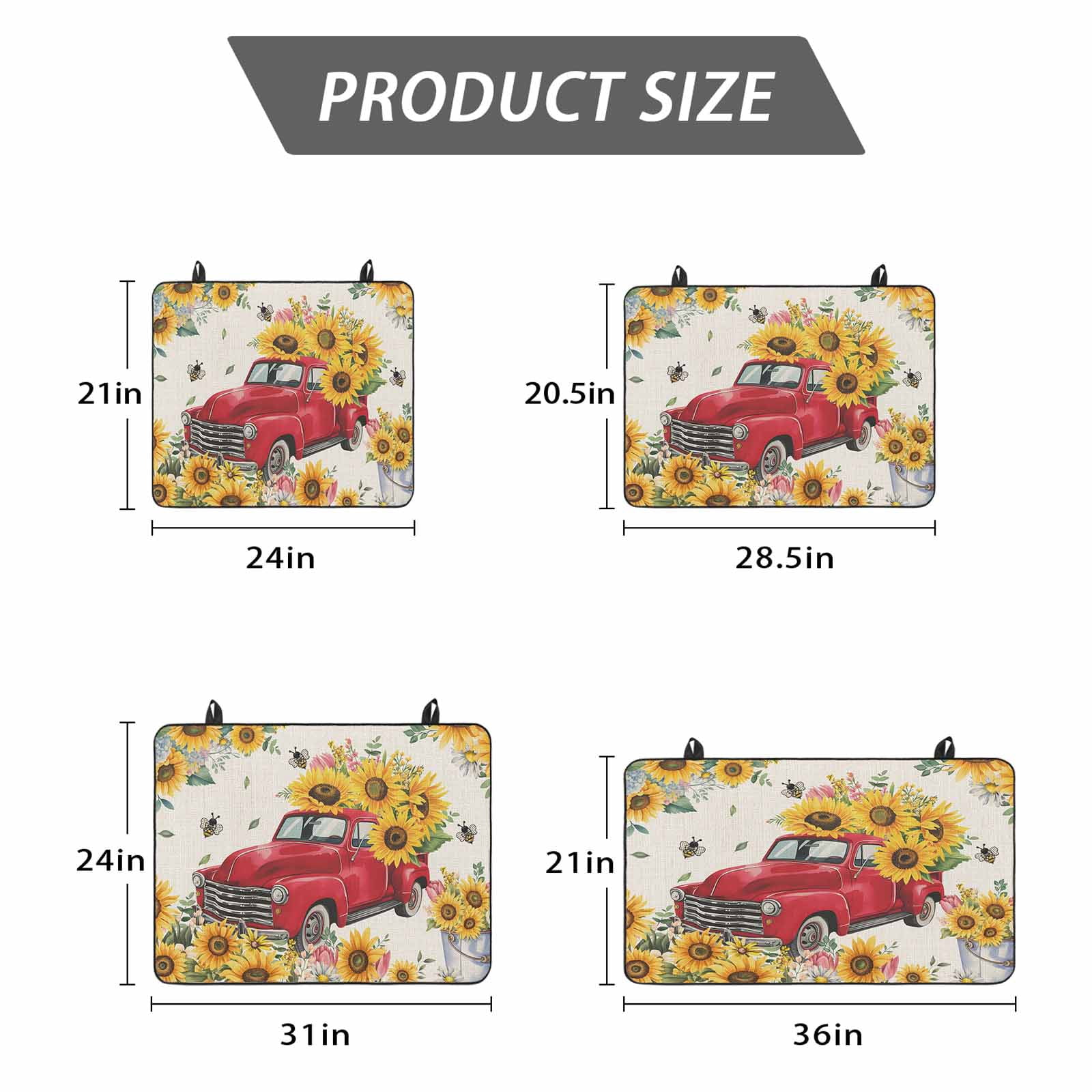 Spring Yellow Sunflowers Stove Top Cover for Electric Stove, Heat-proof & Non Slip Glass Top Stove Cover Protector, Farmhouse Car Bees Country Kitchen Flat Cooktop Rubber Mat 24x21 Inches