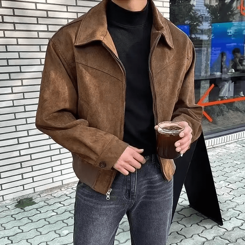 Vintage cowleather suède tracker jacket Maillard Vintage Men's Jacket American Style Brown Coffee Color