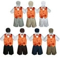 thumbnail image 1 of Boy Toddler Formal Orange Vest Bow Tie White Black Gray Brown Hat 5pc Set S-4T, 1 of 2