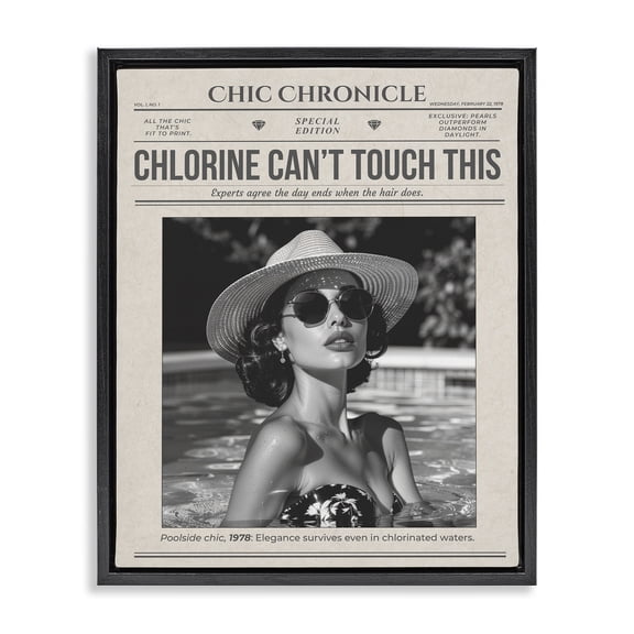 Chic Chronical Vintage Magazine Black Framed Floater Canvas Wall Art, design by A Barefoot Stylist
