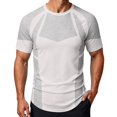 thumbnail image 2 of Men's Workout Shirts Quick Dry Seamless Short Sleeve Tshirts Breathable Compression Workout T-Shirt Geometric Print Athletic Tee For Gym Running Training, 2 of 6