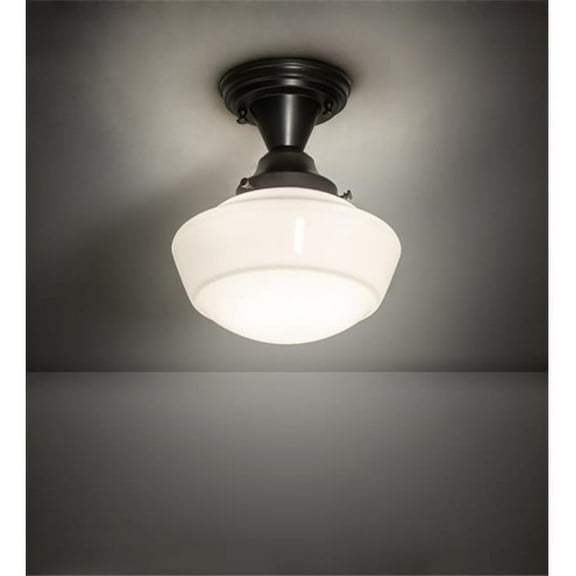 Meyda 227607 9 in. Wide Revival Schoolhouse Semi-Flushmount Ceiling Fixture