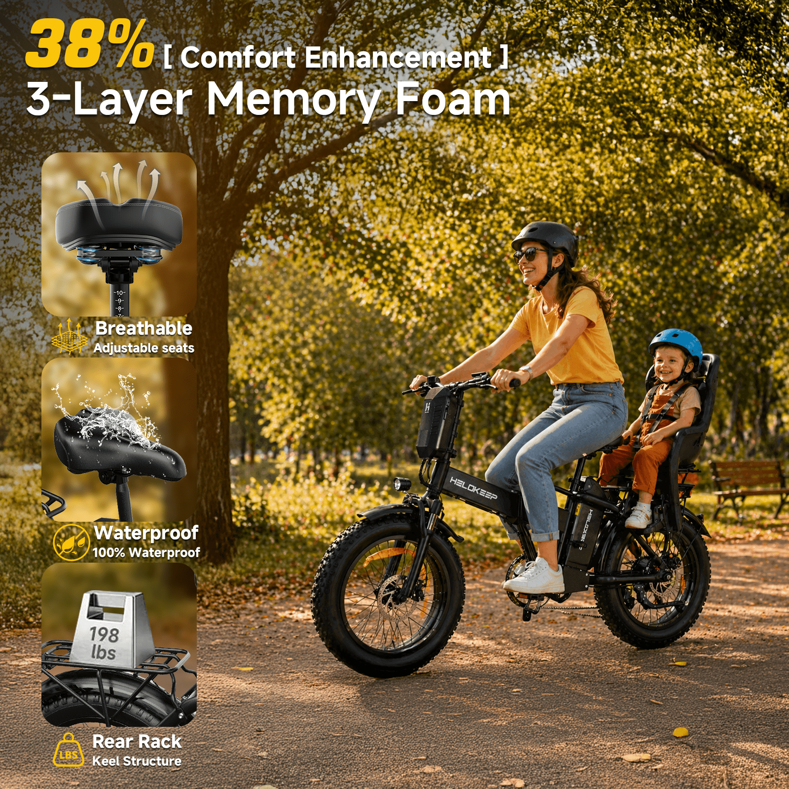 Folding Electric Mountain Bike for Adults, 750W/1500W Peak Motor, 48V 25Ah UL2849 Battery, 20"×4.0 Fat Tire, 7-Speed Off-Road E-Bike