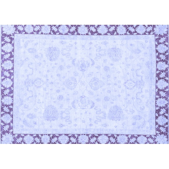 Ahgly Company Machine Washable Indoor Rectangle Abstract Blue Modern Area Rugs, 8' x 12'