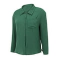 thumbnail image 6 of Razzly Women Button down Open Elbow Shirt Short Sleeve Shirts for Women Casual Summer Women S Tops Short Sleeve Top Tee Women Oversized Linen Shirts for Women Exercise T Shirts for(Dark Green,XL), 6 of 6