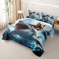 thumbnail image 3 of Homewish Cool Corgi Shark Twin Quilt Set,Cartoon Animal Twin Coverlet Set,Blue,Ocean Wave Decor,2 Pieces, 3 of 7