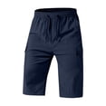 thumbnail image 4 of Men's Cargo Shorts Below Knee Capri Pants Quick Dry Lightweight Casual Summer Bottoms Elastic Waist Drawstring with Multi-Pockets for Hiking Outdoor Fishing Workout Golf, 4 of 9