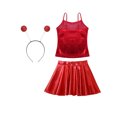 thumbnail image 4 of iiniim Alien Costume for Girls Metallic Dress Alien Holographic Cami Top with Pleated Skirts and Hair Hop Red 10, 4 of 7