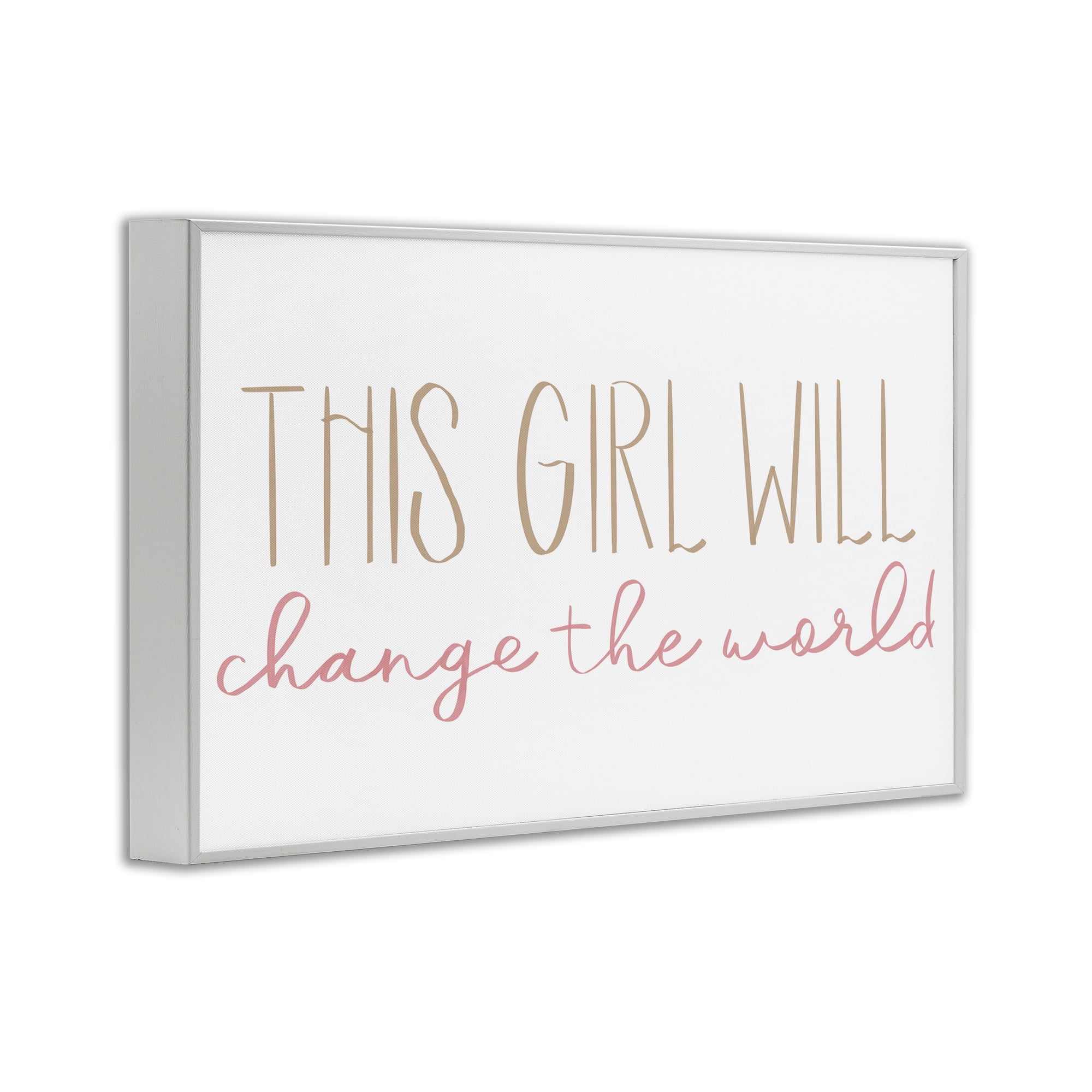 Stupell Industries Change The World Typography Painting White Framed Art Print Wall Art, 24 x 16