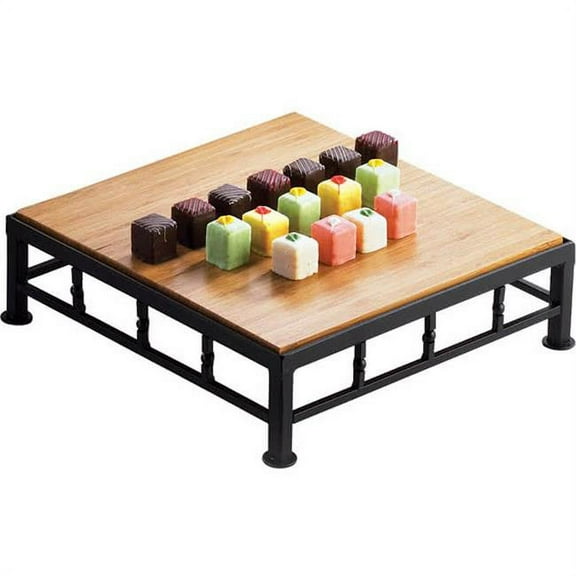 Cal Mil 1711-3-60 Iron Black Square Riser with Bamboo Top - 12 x 12 x 3 in.