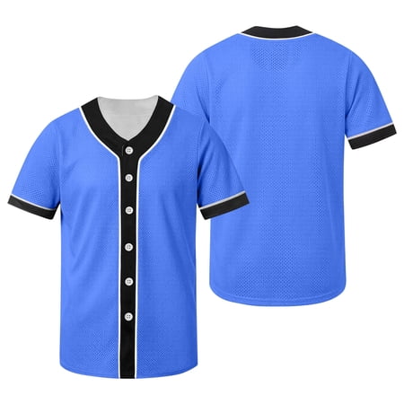 AHTJRT Kids Button-Up Shirts Quick-Dry Short Sleeve V-Neck Shirts Striped Colorblock Bowling Baseball Tees Spring Summer Activewear Shirt Light Blue 2-3 Years