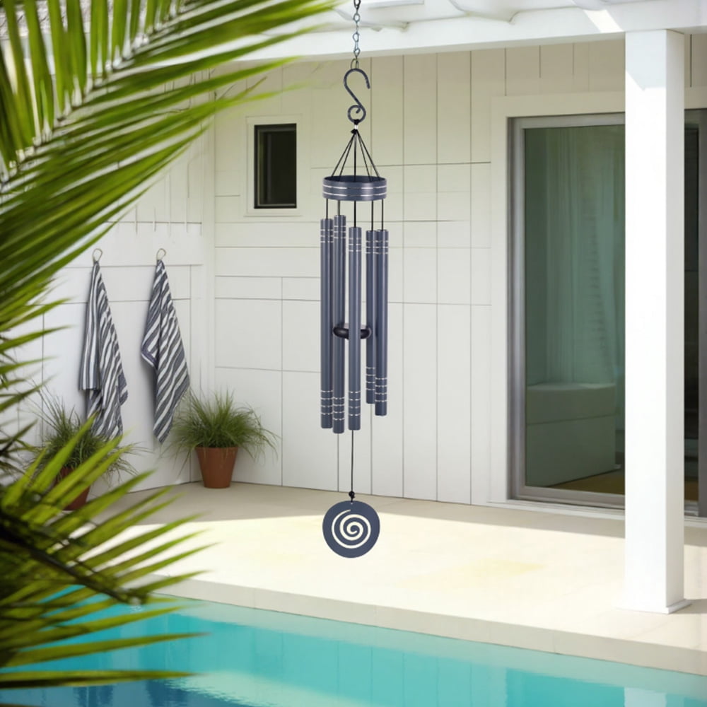 Sunset Vista Design 41" Heavy Tone Wind Chimes, Modern Wind Chimes with Aluminum Tubes and S Hook,Outdoor/Indoor Wind Chimes for Home Garden Hanging Decor,Window Wind Bells, Gray