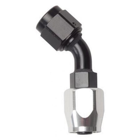 Russell Performance Full Flow Hose End | -6 AN Black/Silver | 45 Degree | 610093