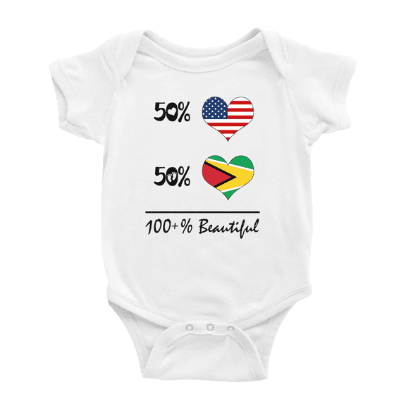 50% Guyanese + 50% American = 100+% Beautiful Cute Baby Bodysuit For Boy Girl