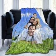 Custom Blanket with Photo Text Personalized Bedding Throw Blankets Customized Flannel Fleece Blankets for Family Birthday Wedding Gift Fits Couch Sofa Bedroom Living Room 40"X50"(100X125CM)