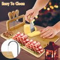 thumbnail image 6 of Pluokvzr Bamboo Cheese Board and Cheese Spreader Set 14×11 Inch Charcuterie Board with Removable Cutter Holder Washable Cheese Platter with Side Cheese Tray Reusable Serving Tray for Housewarming, 6 of 10