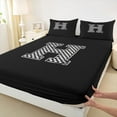 thumbnail image 3 of Feelyou Cartoon Letter H Bed Sheets for Kid, Buffalo Monogrammed King Sheets, Square Geometric Sheet Set, Breathable Home Decor, 4-Piece, 3 of 7