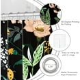 thumbnail image 5 of Extra Long Shower Curtain 72 x 84 Inch, Tall Boho Floral Shower Curtain for Bathroom, Tropical Leaves Flower Plant Cute Fabric Shower Curtain Set with Hooks, Black, 5 of 6