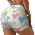 thumbnail image 2 of Xecao Hand Drawn Colored Hearts Print Workout Shorts for Women Soft Smooth Gym Yoga Scrunch Active Tennis Workout Running Shorts, 2 of 9