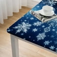 thumbnail image 4 of nygtbtfer Round Tablecloth  Polyester Table Cover Oil-Proof Spillproof Simple Snowflake Background Blue Kitchen Tablecloth Indoor Desktop Protector for Dining Table, 4 of 7
