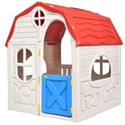 Infans Kids Cottage Playhouse Foldable Plastic Play House Indoor Outdoor Toy Portable
