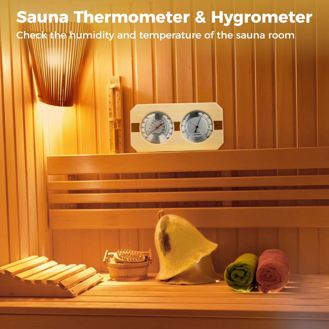 Sauna Thermometer 2 in 1 Wooden Sauna Hygrothermograph Indoor Fahrenhe