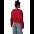 thumbnail image 4 of Suéter Tipo Cárdigan Corto de Larga con Botones y Cuello Redondo para Mujer, Ropa de Punto . Rojo S, 4 of 9