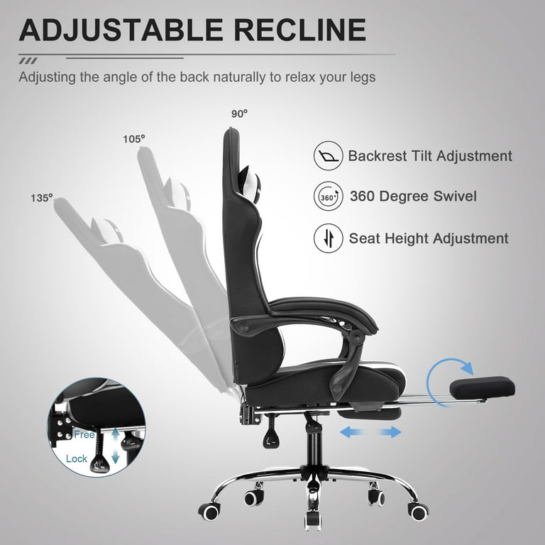 GTPLAYER Gamer Seat with Footrest, Reclining & Ergonomic Lumbar GTPLAYER Gamer Seat with Footrest, Reclining & Ergonomic Lumbar