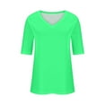 thumbnail image 5 of AherBiu Womens Short Sleeve Tops T Shirts V Neck Summer Casual Basic Comfy Tees Solid Color Dailywear, 5 of 6