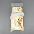 thumbnail image 2 of Dragonfly Duvet Cover Set, Watercolor Moth Branch Print Wings on Abstract Backdrop, Bedding Set with Shams and Fitted Sheet, 3 Sizes, by Ambesonne, 2 of 3