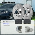 thumbnail image 2 of AutoShack Front & Rear Brake Rotors & Ceramic Pads for Volkswagen, Golf 2000-2001, FWD L4 1.9L 2.0L - Silver Zinc Coated Drilled & Slotted - SilverShield Pro, 2 of 4