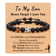 thumbnail image 2 of Pulsera de cuentas de fútbol, regalo, pulsera de entrenador de fútbol negro mate, pulsera de béisbol con piedra de ojo de tigre, 2 of 6