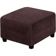 Square Velvet Ottoman Slipcovers Stretch Footstool Protector Folding Footrest Covers with Elastic Bottom Furniture Protector for Living Room-Coffee-Square
