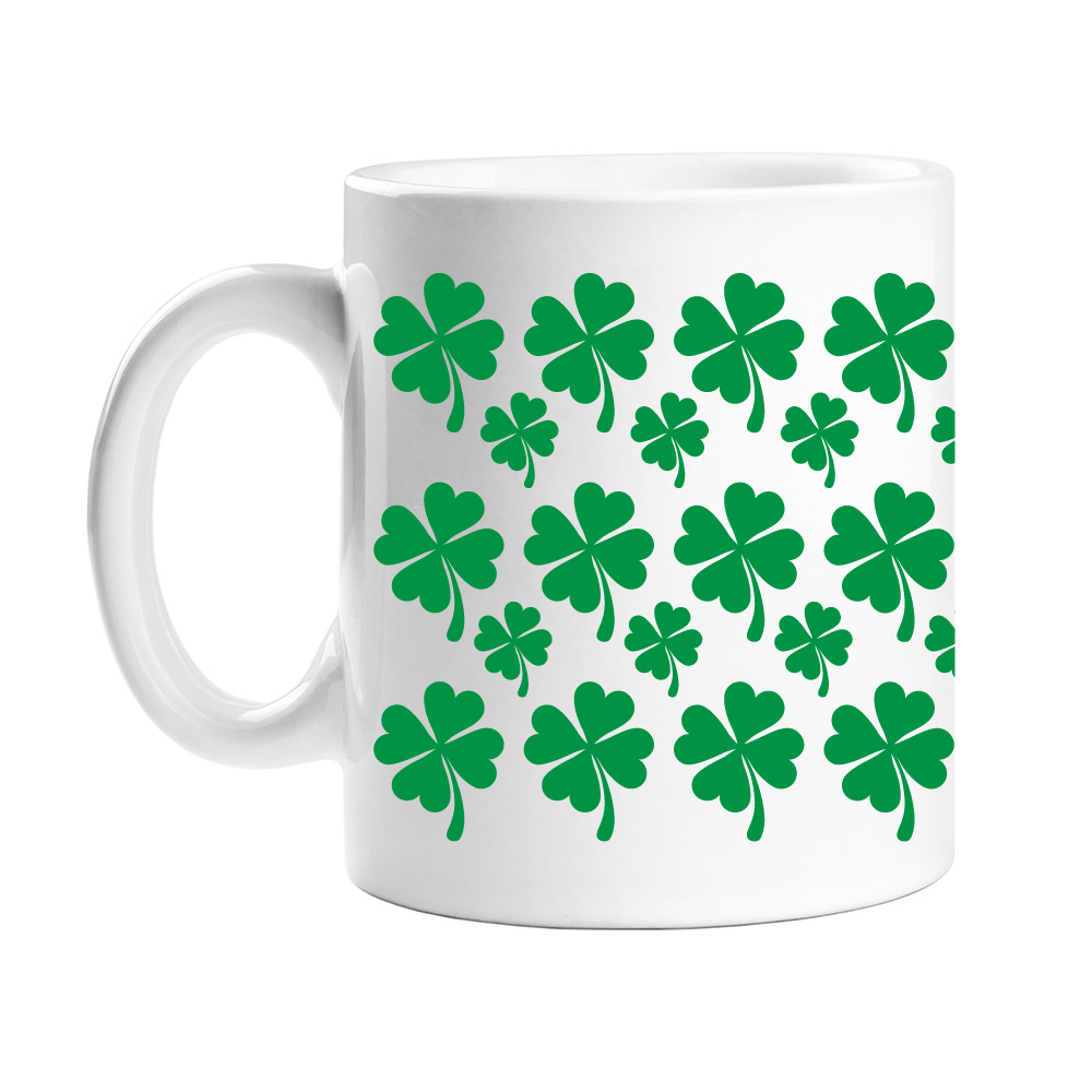 "Proud To Be Irish" Shamrock Ceramic Coffee Mug - 11 Oz, Green Handle, Dishwasher & Microwave Safe