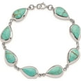 thumbnail image 4 of Sterling Silver Rhodium-Plated Teardrop Synthetic Turquoise Bracelet Made In Thailand qg3641-7.75, 4 of 5