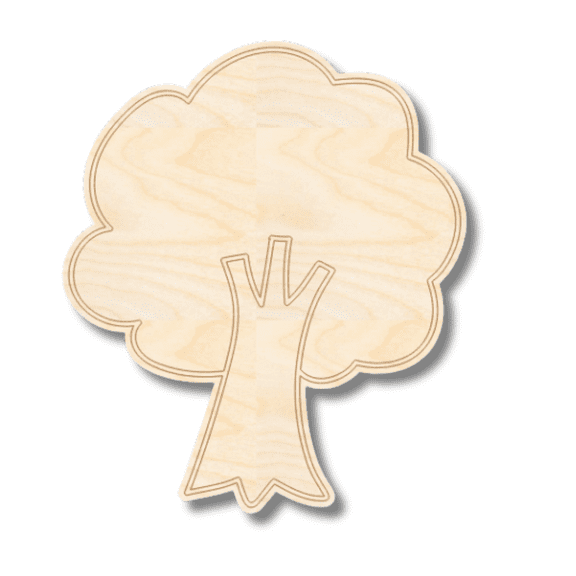 Unfinished Wood Etched Tree Shape | Paint By Line Crafts 14" / 1/4"