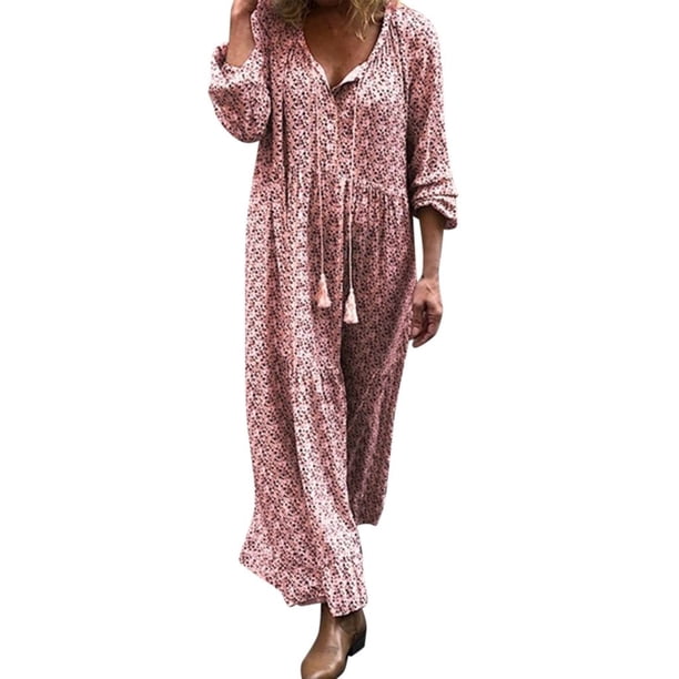 Mini vestido de verano con manga tres cuartos y estampado suelto para mujer Pompotops hdfakjf8546