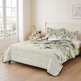 thumbnail image 2 of Queen Quilt Set 90''x96'', White Daisy Lightweight Bedspread Coverlet with 2 Pillow Shams, Spring Floral Eucalyptus Leaves Summer Botanical Breathable All Season Quilt Bedding for Bedroom/Guest Room, 2 of 9