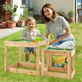 thumbnail image 2 of Gymax Tables Sensorielles Extérieures en Bois pour Sable et Eau avec Housse de Protection, 2 of 10