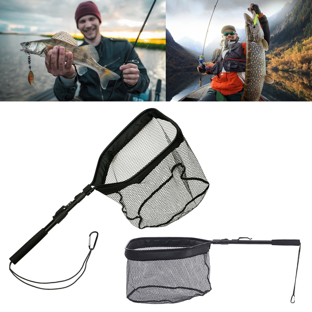 WINDLAND Fishing Net Landing Net, Aluminum Rod Handle EVA Grip Rubber Dip Fishing Net