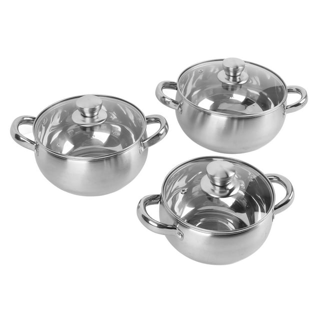 Casserole en Acier Inoxydable, Ensemble de Casseroles Facile à Nettoyer 3 Pcs Multifonction pour la Maison