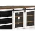thumbnail image 2 of Benjara 70 Inch 6 Shelf Wooden TV Stand with 2 Barn Sliding Doors, Brown and White, 2 of 3
