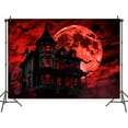 thumbnail image 3 of 7 x 5 ft Happy Halloween Castle Photography Backdrop Horror Graveyard Castle Full Night Moon Background for Kids Adult Family Party Decorations Halloween Backdrops, 3 of 5